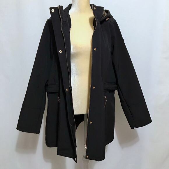 Jessica Simpson NWOT Black Softshell Trench Coat Women 1X - Picture 11 of 16